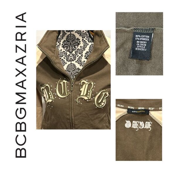 BCBG Maxazria VINTAGE 90’s Zip Front Blinged Sweatshirt - Picture 3 of 3